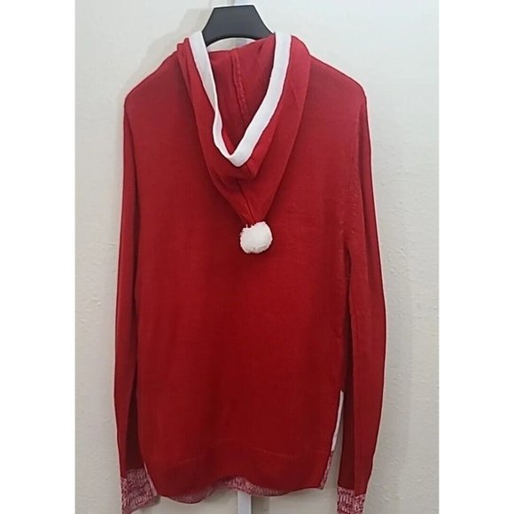 Party Sweater Santa Suit Acrylic Hoodie Size M Fuzzy Beard NEW NWT - Picture 5 of 9